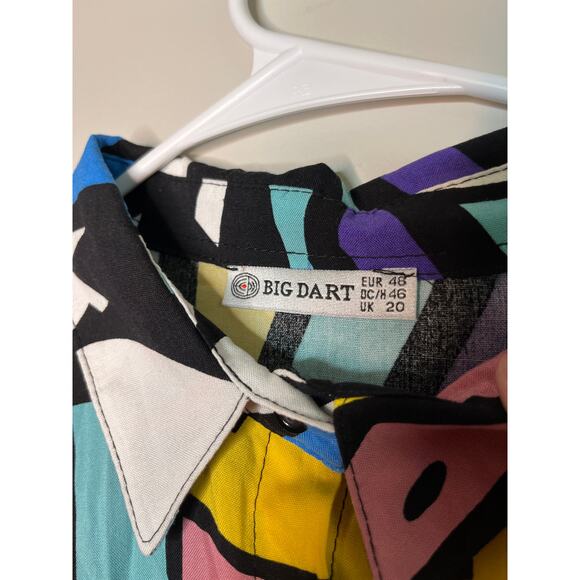 1990s Big Dart Keith Haring Abstract Rainbow Maximalist Art To Wear Shirt XL - Picture 2 of 5